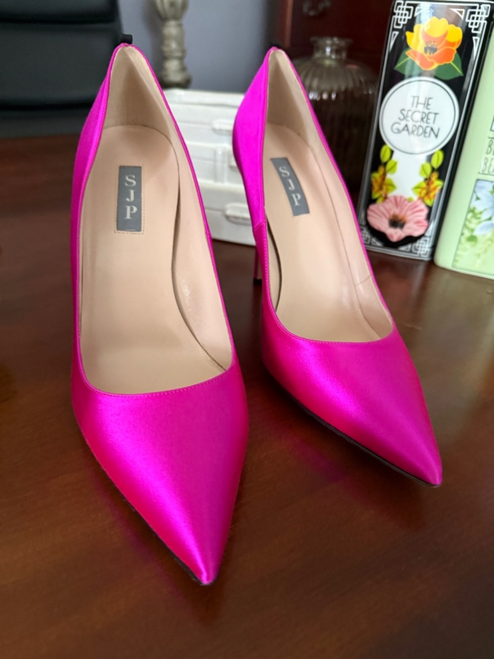 SJP by Sarah Jessica Parker Fuchsia Satin Pointed-Toe Pumps